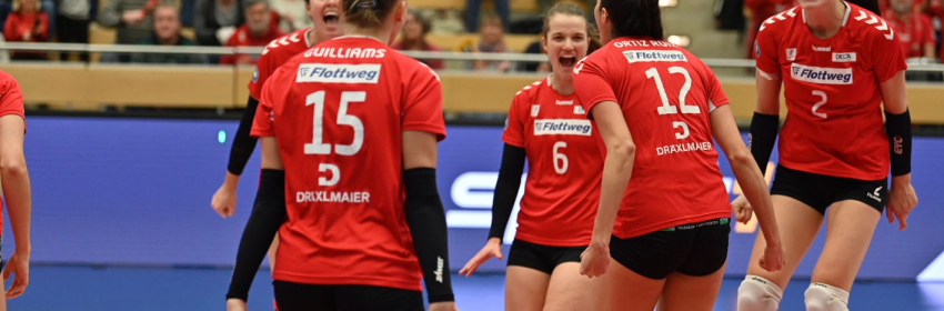 Volleyball Damen Bundesliga Rote Raben gewinnen gegen Wiesbaden mit 3 zu 0
